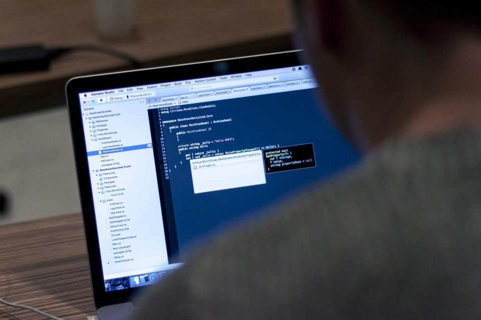 Code on a laptop